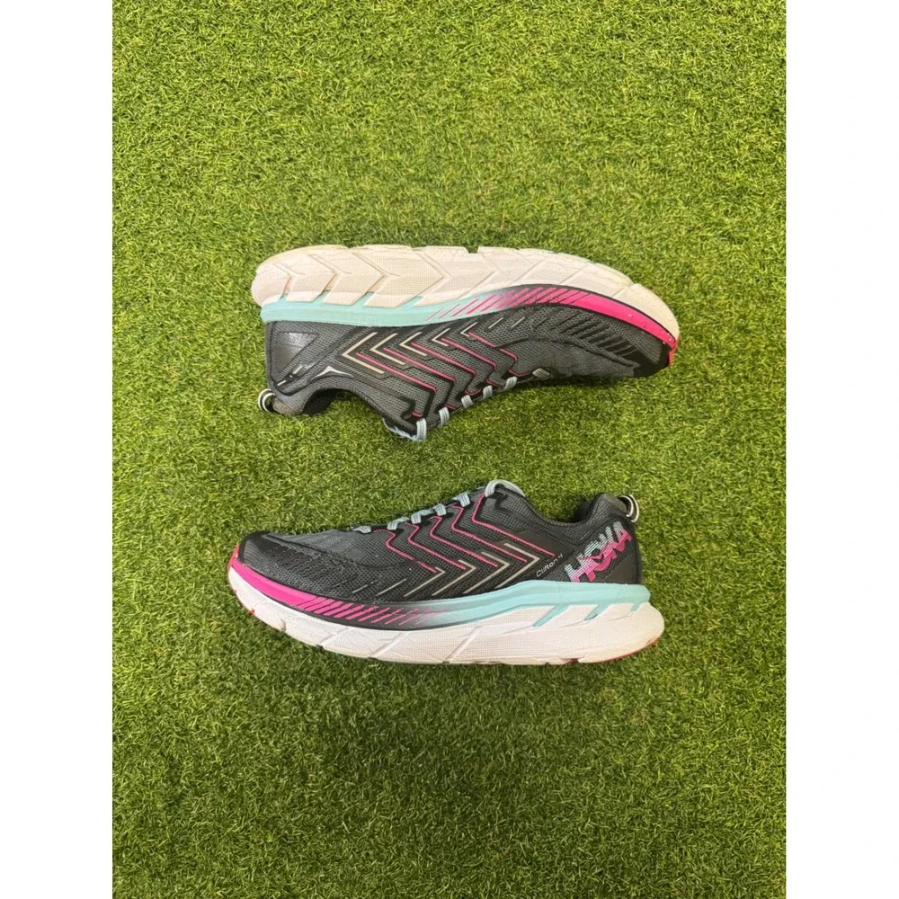 Hoka One One Clifton 4 Womens Running Shoes Grey Pink 1016724 CRAS Size 8.5
